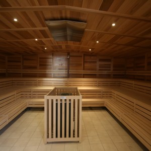 bild sauna altholz rustikal ofen kw bank anlage bau wellness donaubadn neu ulm fire ice sauna group