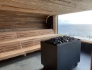picture sauna stove kw bench slats wood panel profile wood window assembly construction facility wellness sea time wave pool u spa buesum fire ice sauna group